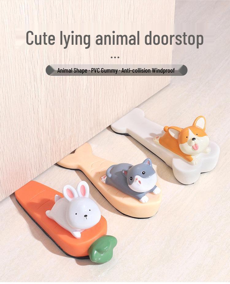 Cute Animal Resin Door Stopper: Creative Anti-Collision Door Blocker Ornament for Living Rooms