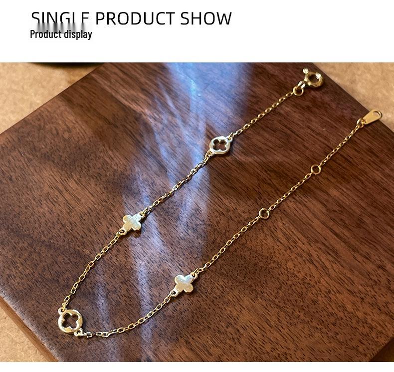 925 Sterling Silver Four-Leaf Clover Openwork Bracelet - Simple, Elegant & Versatile for Women