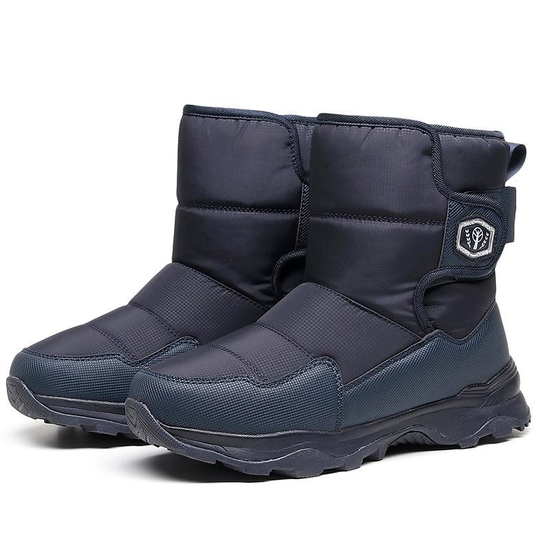 Men's Fashionable Warm Snow Boots - Windproof, Cold-Proof, Non-Slip, Wear-Resistant, Plus Velvet, Mid-Tube Outdoor Cotton Shoes.