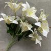 Artificial 9 Flowers Stems Pu Material 3d Simulation Lilies Wedding Decor Home