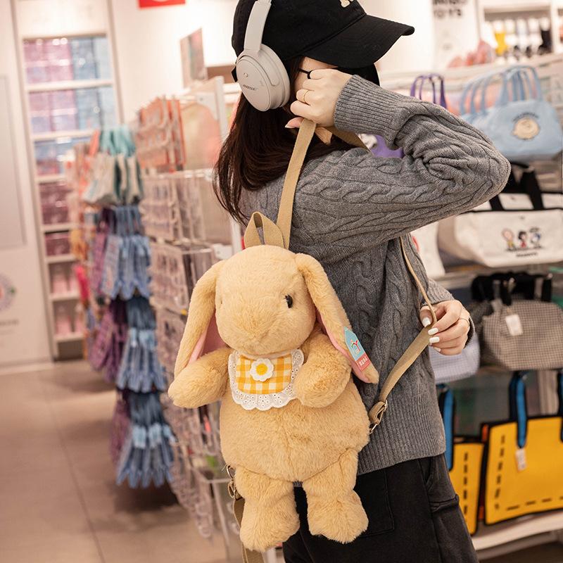 Geantă Iepuraș de Pluș Super Drăguță Xiaohongshu Rucsac Iepure pentru Copii Rucsac Street Style Păpușă Cadou