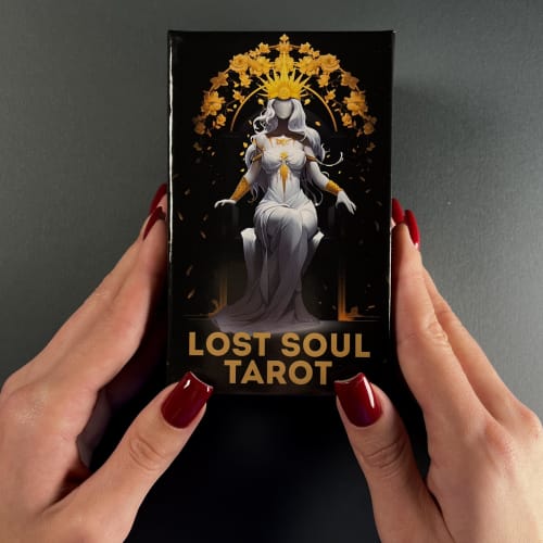 CRAFTERIAN Tarot Cards, 78 Card Deck with Gold Edge, Original Lost Soul for Beginners and Professionals, Includes Guidebook and Gift Bag, Divination G