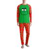 Men's Printed Round Neck Raglan Long Sleeve Casual Home Pajama Set