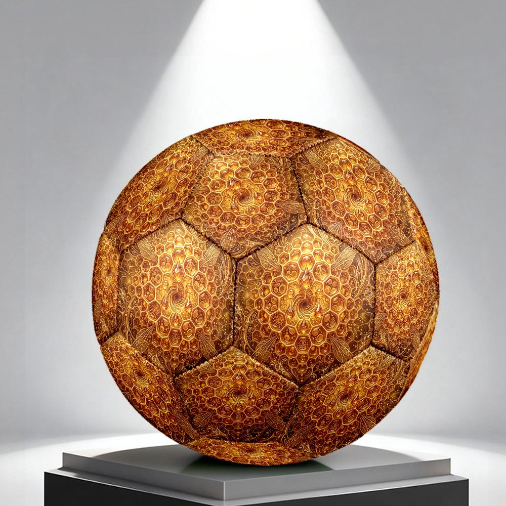 1pc Honeycomb Bees Themed Soccer Ball, Size 5, Lightweight PVC Material, Outdoor Training Soccer Ball Gift. q62274