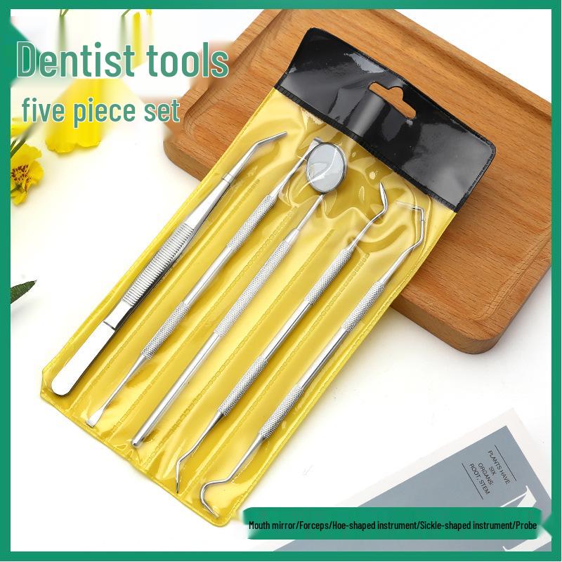 Dental Examination & Tartar Removal Stainless Steel Tool Set - 5 Pieces