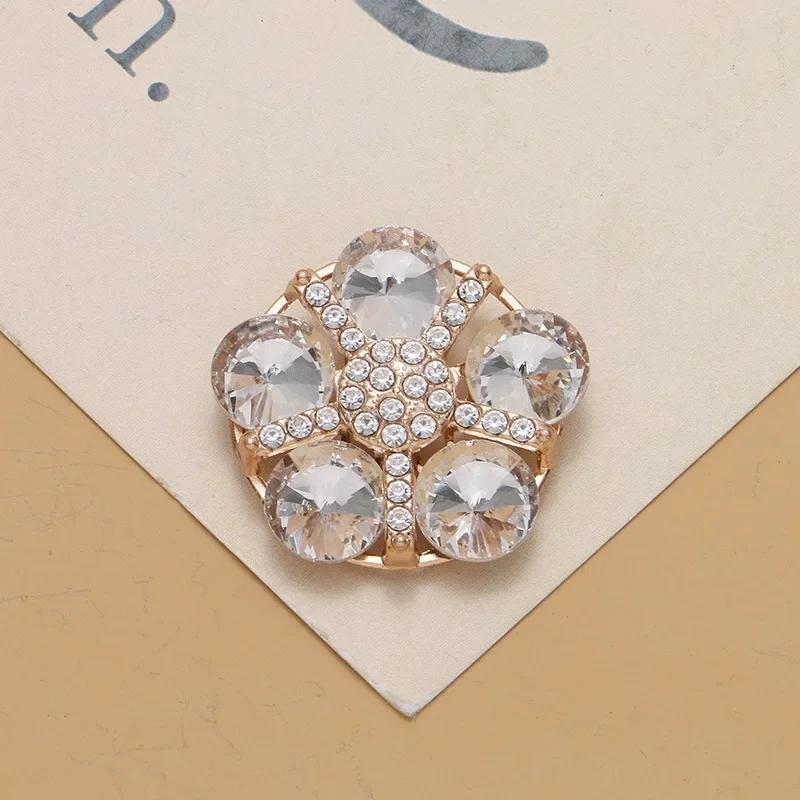1pcs High-grade Rhinestone Metal Buttons for Needlework Fur Collar Sewing Metal Embellishment Buckle