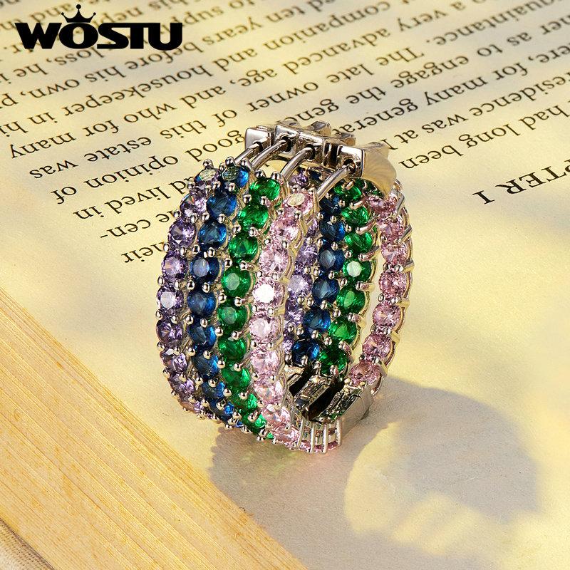 WOSTU Kruhové náušnice Velké kulaté kruhové náušnice Dainty Halo CZ Dámské náušnice