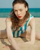 FEELS LIKE SUMMER Waver Striped Swim (White/Sky Blue)