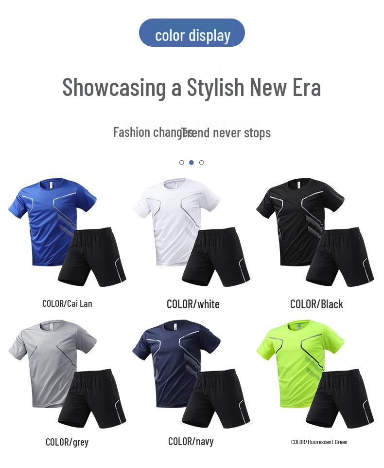 Men's Quick-Dry Sports Suit: Short Sleeve T-Shirt & Summer Fitness Football Training Gear. Custom Logo Option Available.