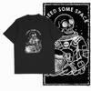 Summer Classic Retro Fire Skull Pattern Cotton High Street Print Short-Sleeved Breathable And Loose Men's Round-Neck T-Shirt