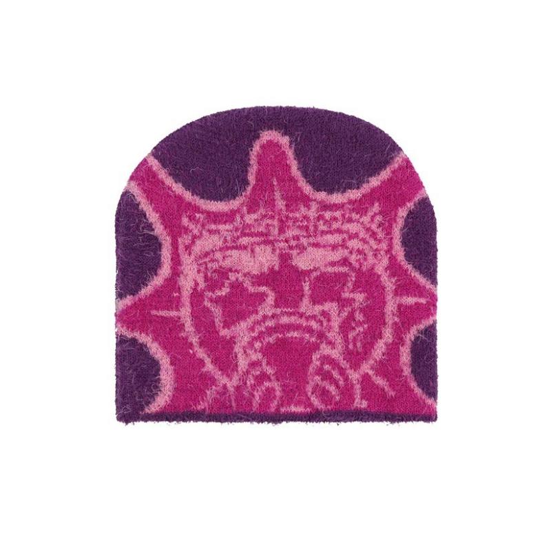 Europäischer und amerikanischer Trend Y2K-Mode multifunktionale Cartoon-Muster Jacquard Herbst und Winter warme Strickmütze