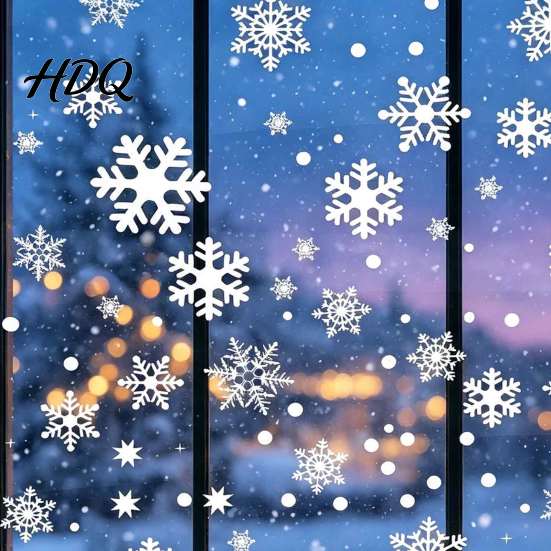 Reusable Winter Decorations 3PCS Christmas Snowflake Static Stickers Cling Decals PVC Holiday Window Clings Home Decoration for Glass Windows