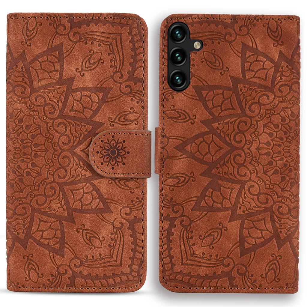 For Samsung Galaxy A35 5G Cell Phone Case Imprinted Flower Leather Wallet Cover