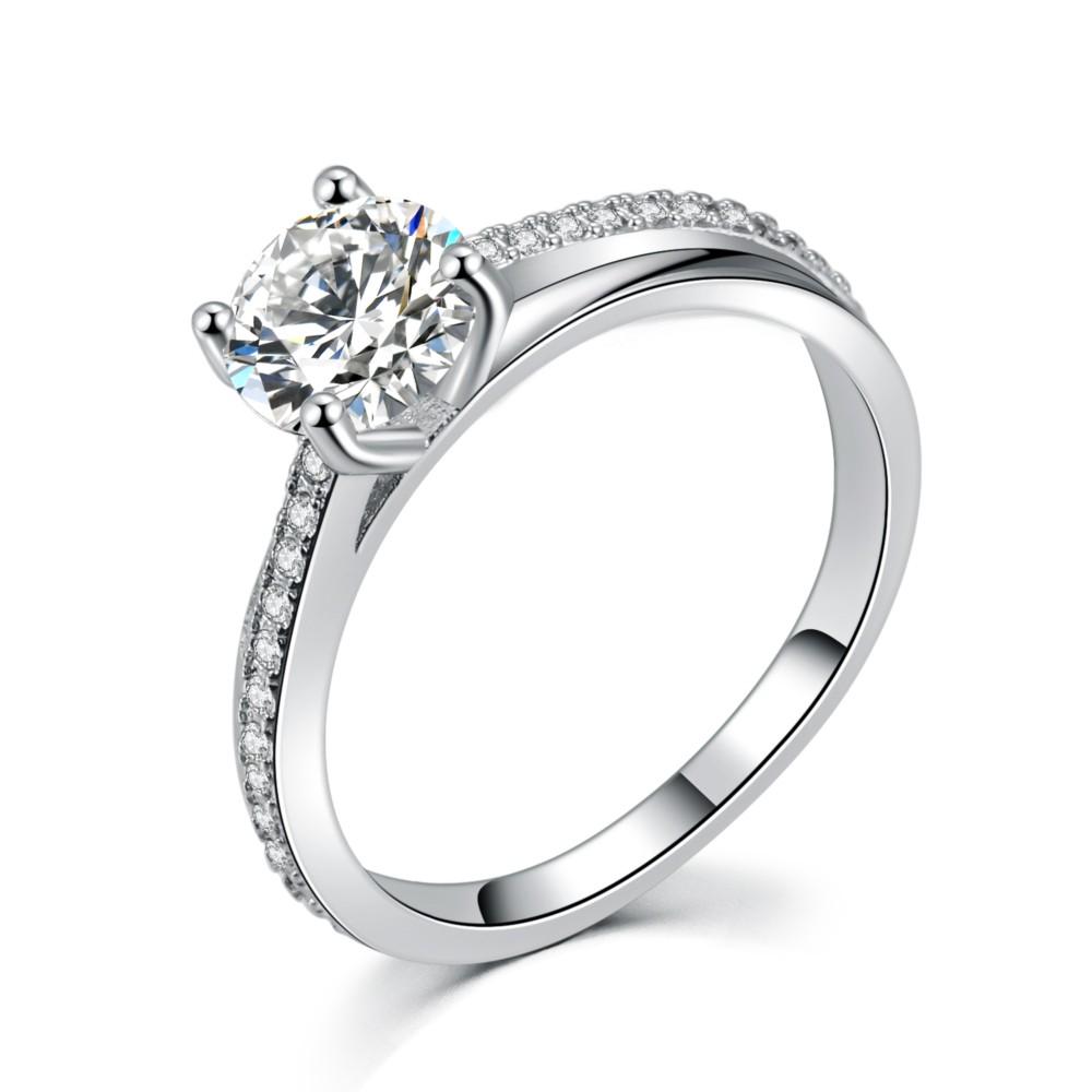 Dainty Shiny Iced Out Wedding Engagement Rings For Women AAA+ Cubic Zirconia White Gold Color Ring Jewelry Chirstmas Gift DFR486