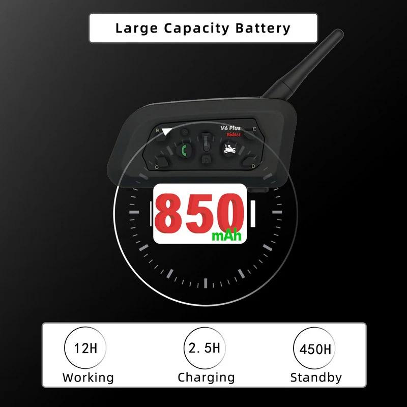 V6 Pro Motorradhelm-Gegensprechanlage – 1500 m Bluetooth 5.0-Headset mit DSP-Rauschunterdrückung, 6-Fahrer-System