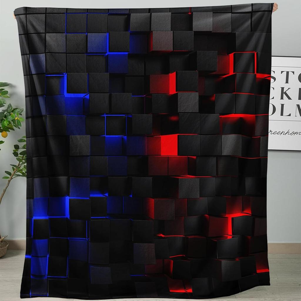 Geometry Fleece Throw Blanket Ultra Soft Cozy Modern Geometric Flannel Blanket for Sofa Couch Bed Chair Camping Travel Or Dorm