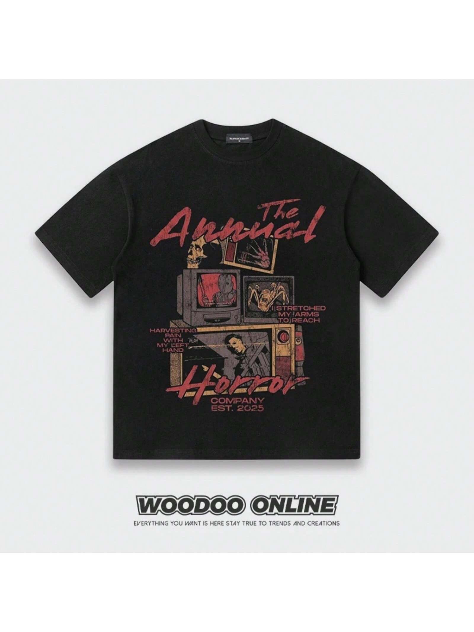 2025 Designer Brand American Retro TV To Do Old Letters And Wo Short-Sleeved T-Shirts High-Quality Luxury Brand S разноцветный