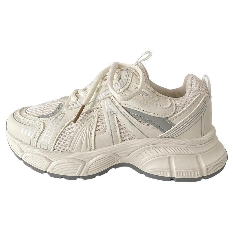 

F2418 2025 new dad shoes women s shoes Hong Kong style heightened chic feet small casual sports shoes design sense 40 бежевий