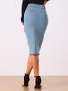 Allegra K Women's High-Waisted Split-Hem Pencil Jeans Skirt, Light Blue, Size M