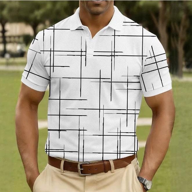 Men S Short Sleeve Polo Shirt Abstract Graffiti Print Slim Fit Breathable