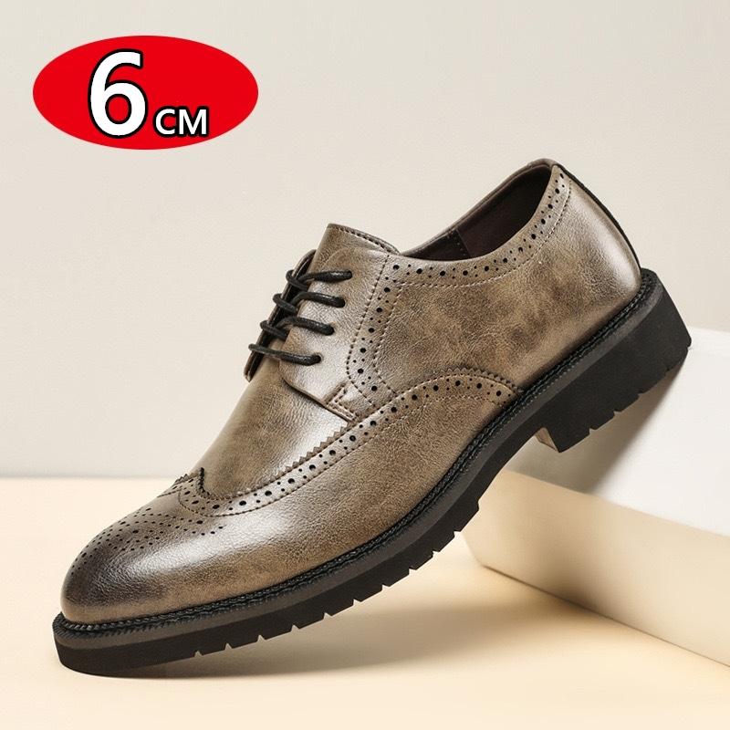 Elegantní Unisex Brogue Společenské Boty Kožené Boty s Podpatkem 6cm Skrytý Podpatek Formální Oxford Zvyšující Výšku Boty pro Muže Ženy