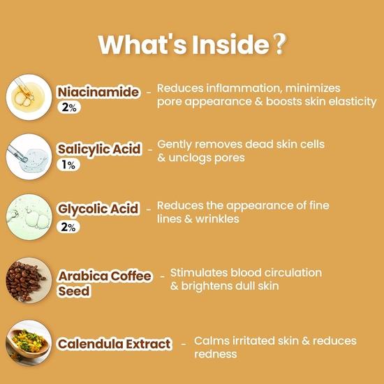 WildOak Coffee Face Wash | 3% Glycolic & Salicylic Acid | Anti-Acne, Oil Control | Sulphate-Free Face Cleanser| For Men & Women | 100ml