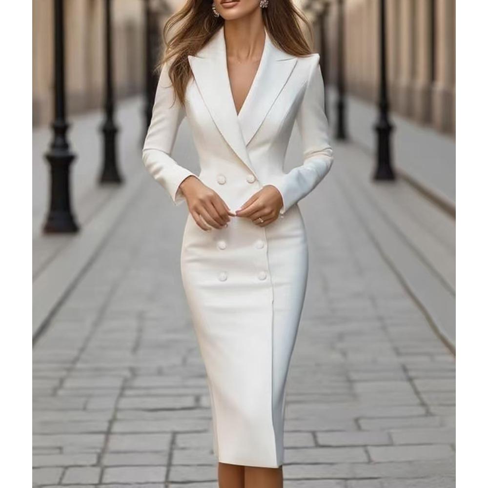 Europäische und amerikanische Mode neue Anzug doppelreihig langärmelig Büro Pendler Jacke Kleid