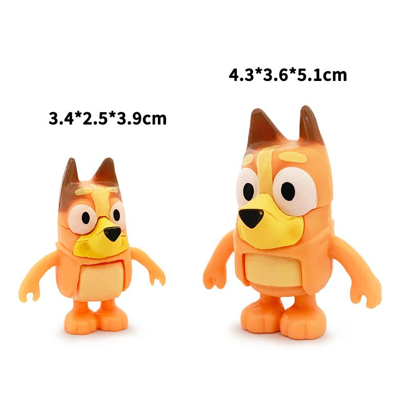8Pcs/Set Bluey Bingo Anime Figure Toys Cute PVC Movable Joints Action Figure Model Dolls Kids Birthday Decoration Toy Gift