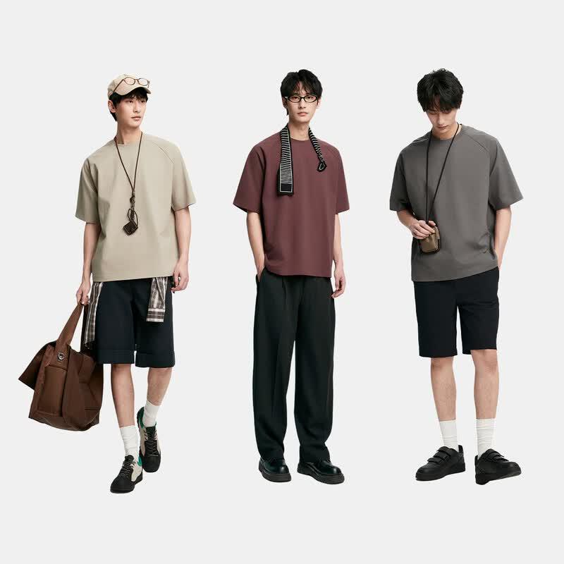 Men's Pure Cotton Raglan Short Sleeve T-Shirt