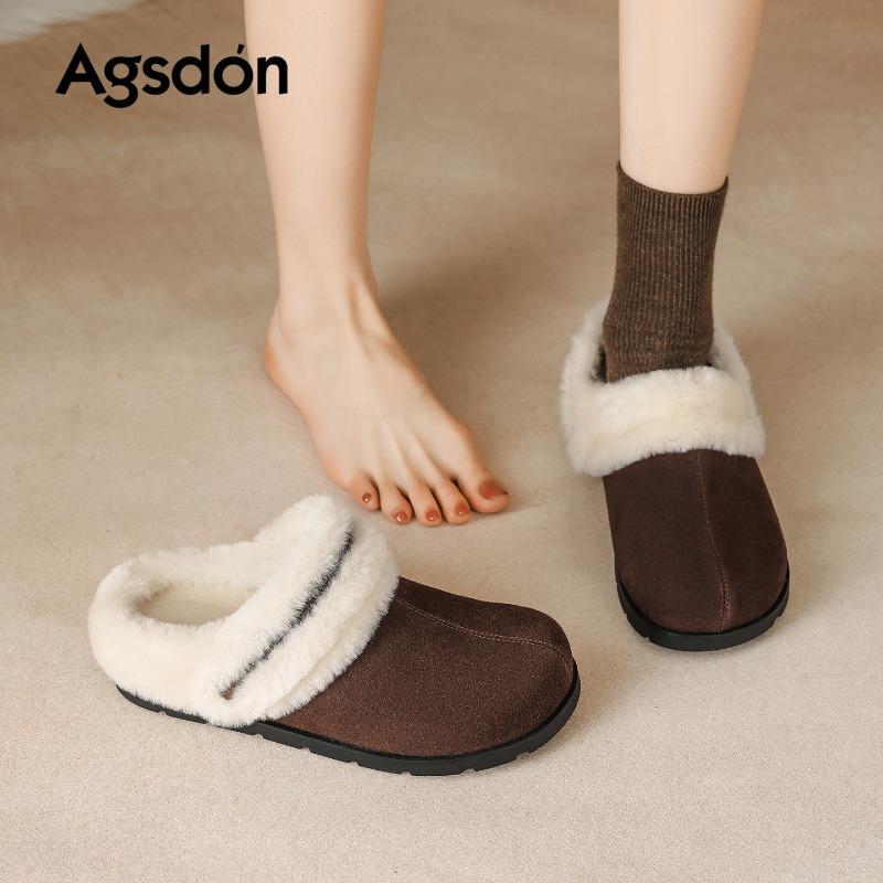 Augustine plush slippers women wear lazy people in winter and pedal snow fluffy cotton shoes