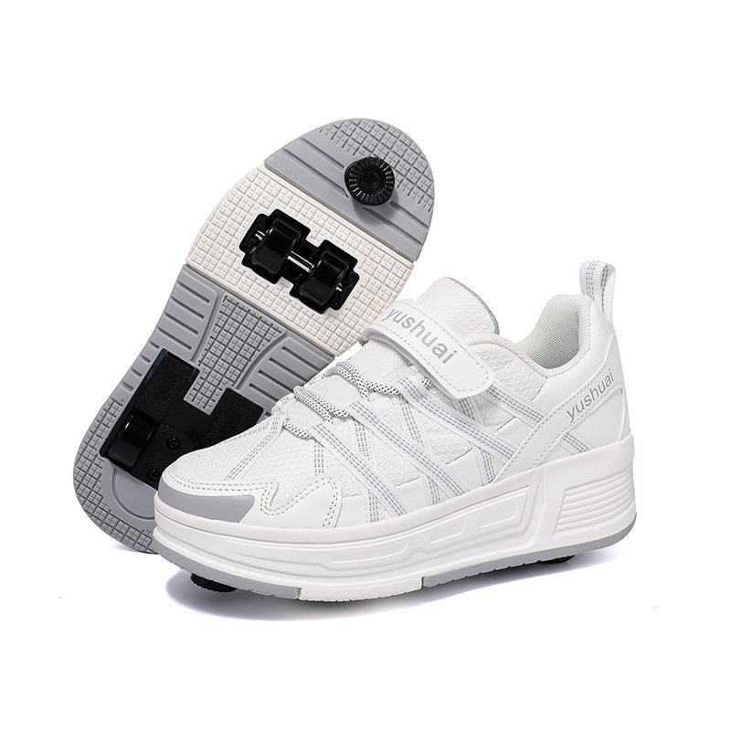 Transformable Double Roller Skates for Kids: Stylish Boys & Girls Wheeled Sneakers
