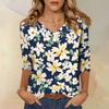 V Neck Floral Print Long Sleeve Shirts for Women Casual Womens Long Sleeve Tops Comfortable Long Sleeve T Shirt Women