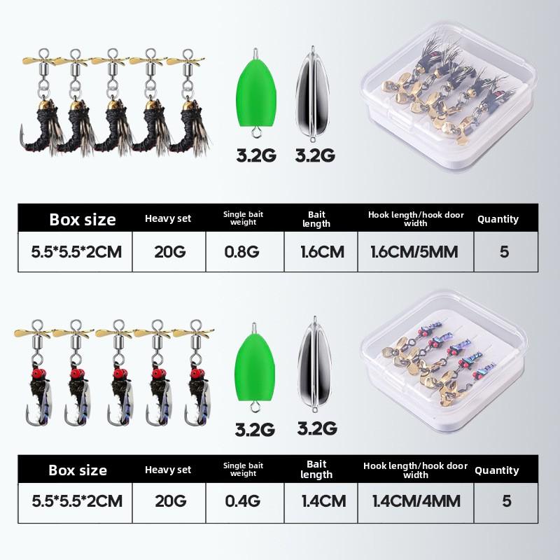 Rattlesnake Fly Lure Night Glow Ice Silk Shrimp Set5PCSNymph Micro Bait Horse Mouth Bionic Fishing Lure for Bass and Perch