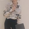 Chemise KOSY Imprimé Journal Femme Ins Lâche Manches Longues BF Chic Coréen Surdimensionnée