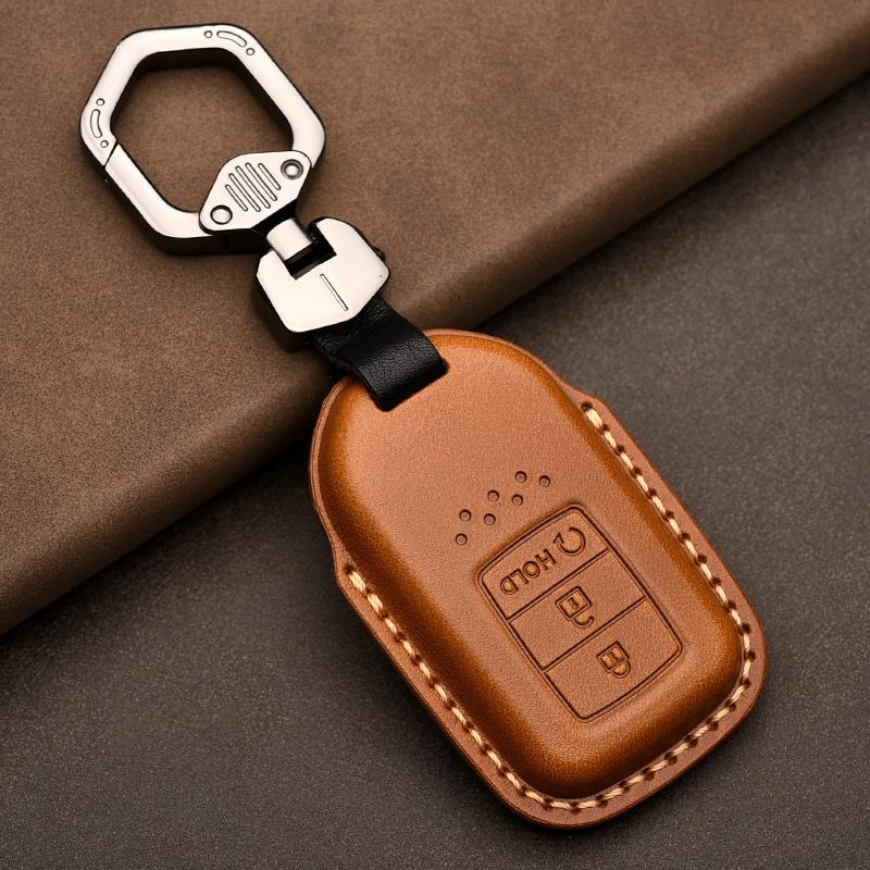 Leather Car Key Case Cover Shell For Honda Civic Accord Fit Hrv Crv Jazz City Protector