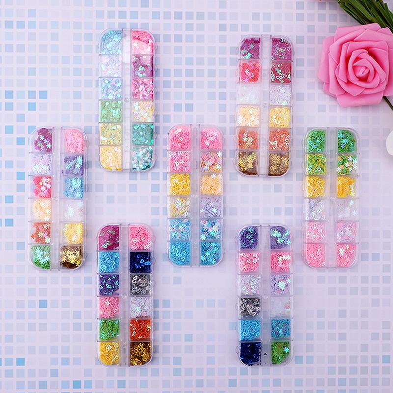 Holographic Sweet Love Heart Nail Art Glitter Sequins Shining Laser Fluorescence Star Butterfly 3D Nails Decorations Accessories