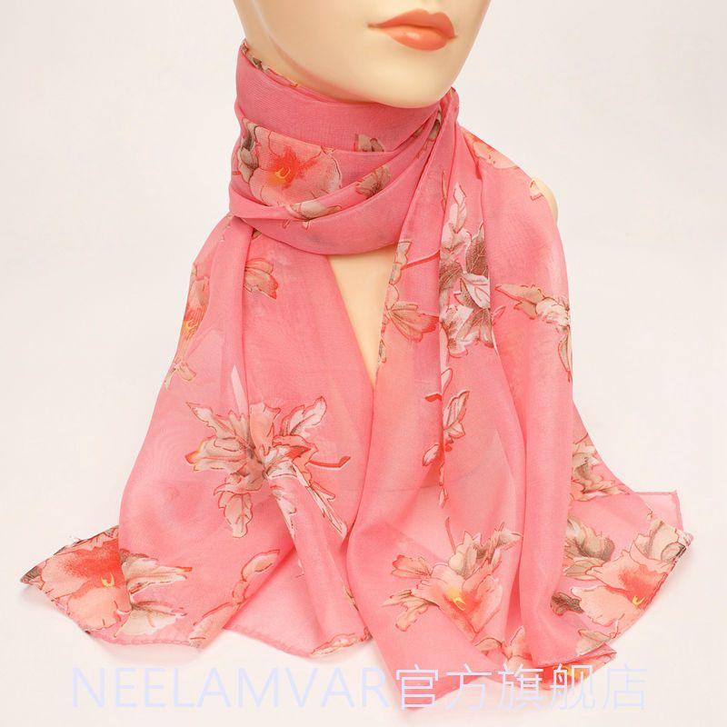 Fashionable Printed Sunscreen Scarf for Winter Women, Versatile Chiffon Long Scarf, Retro Neck Protection Scarf