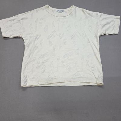 Vintage ShirtStrings T-Shirt Mens M Ivory White Abstract Crew Short Sleeve Unisex T-Shirt