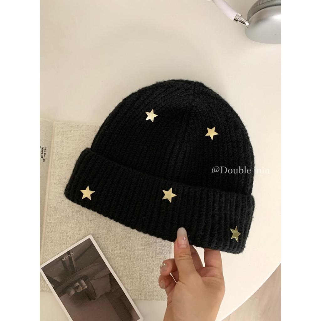 Ruth Hat Women's Winter Fashion Three-dimensional Star Knitted Wool Hat Women's Warm Pile Headhat Flap Cold Hat