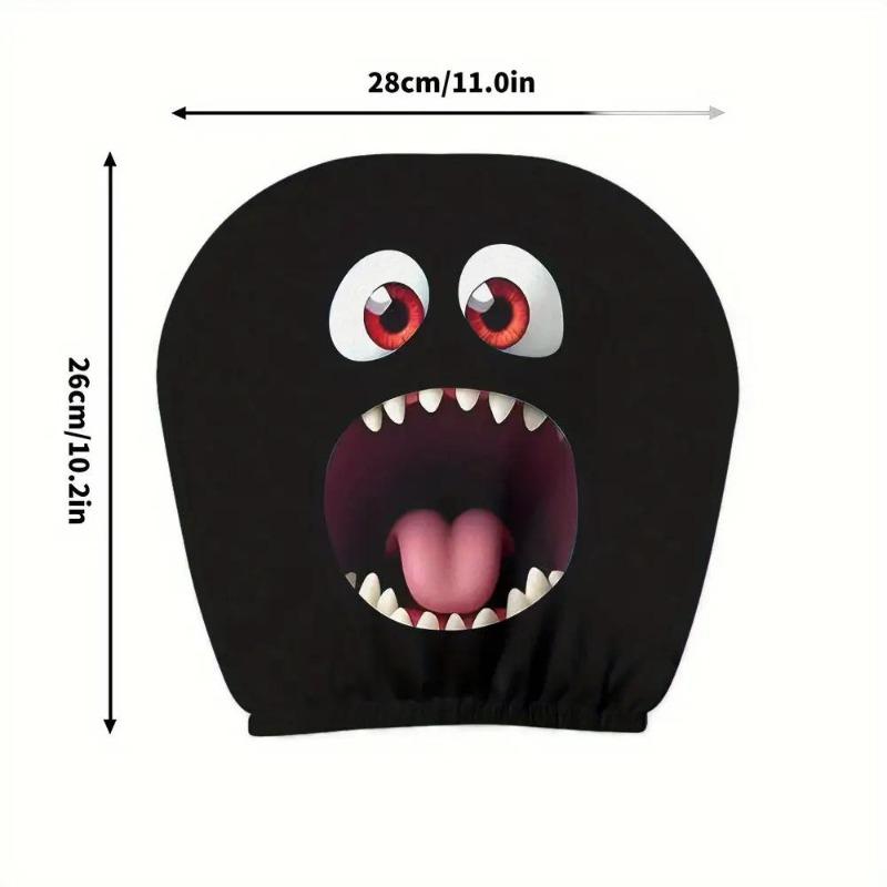 2PCS Funny Cartoon car headrest Cover, Cute Funny Eyes, Suitable for Halloween, Christmas car Universal Elastic Models Funny Decoration