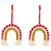 Nordic Woven Glitter Rainbow Pendant Cartoon Boho Tassels Tapestry  Holiday Decor