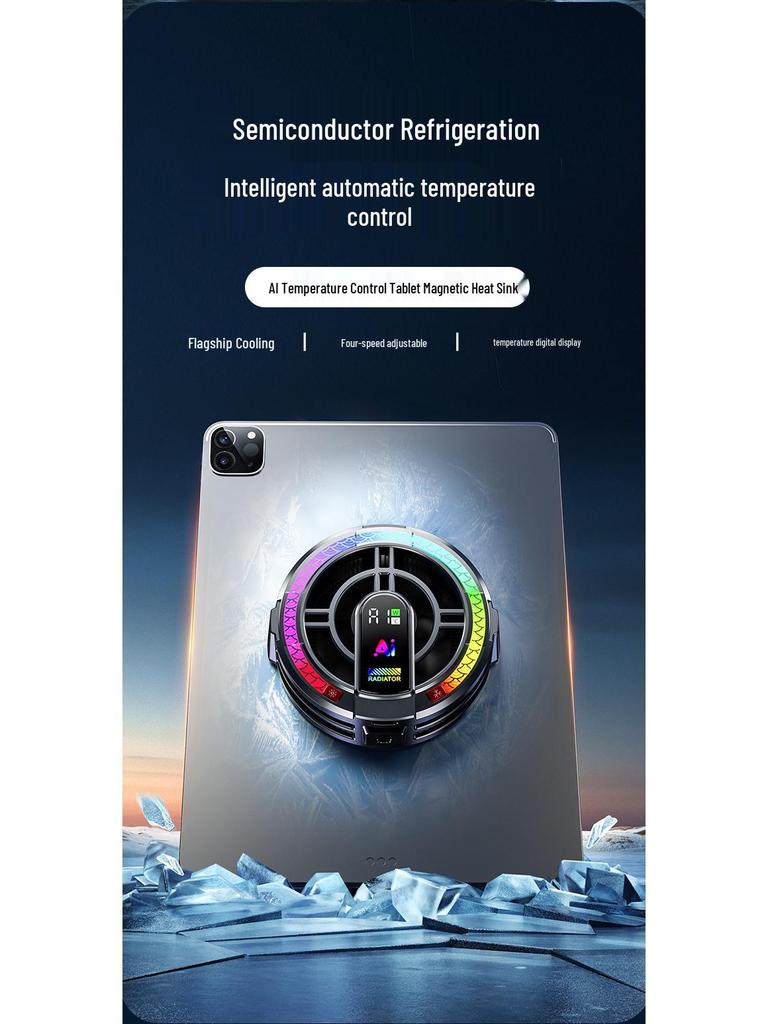TH06 Magnetický klipový chladič na tablet: AI Řízení teploty, Funkce Freeze, 4 úrovně chlazení pro hraní a streamování