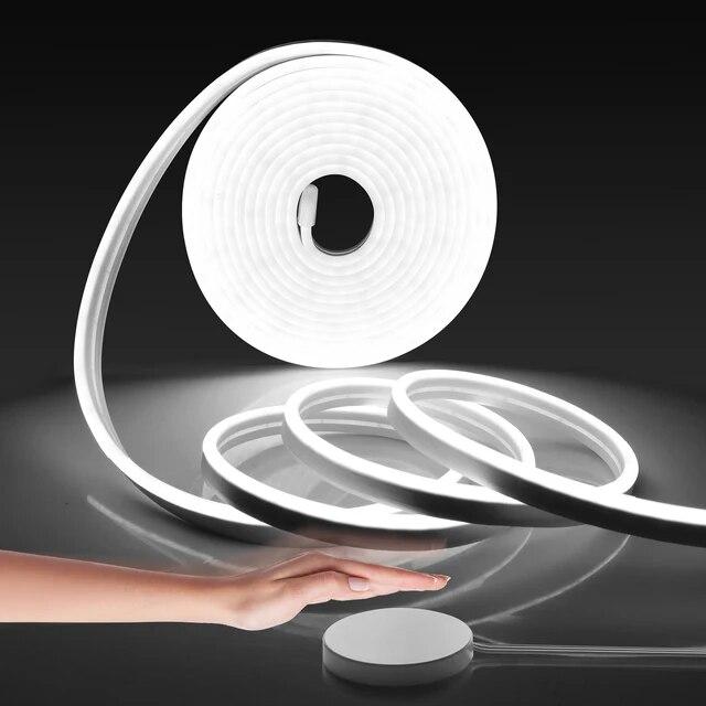 Spina di UE 12V 1M/2M/3M/4M/5/M Lampada al neon a strisce LED impermeabile con scansione manuale e interruttore dimmer touch per l'illuminazione dell'armadio da cucina