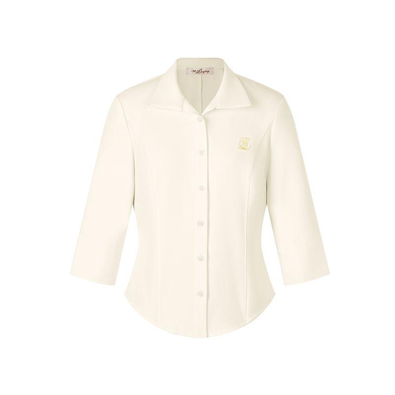 

Mrs. Hualing Zhe Zhidao Waist Trimming Short-Sleeved Shirt Preppy Style JK Shirt Small Summer White Long Type Shirt Yellow XS