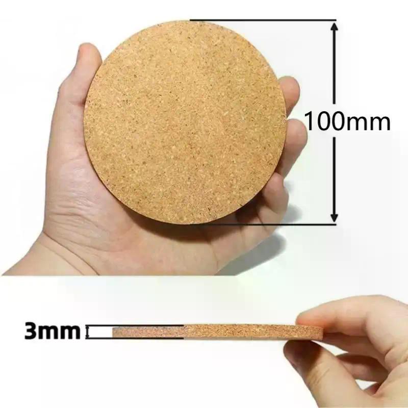 10PCS Cup Mat Natural Round Wooden Pad Durable Non-Slip Cork Coaster Tea Coffee Mug Drinks Holder For Table Decor DIY Tableware