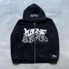 Mikiny s potiskem Y2K Letter Dámské Podzim Zima Harajuku Mikina na zip s kapucí Gotická Hip Hop Oversized bundy Streetwear