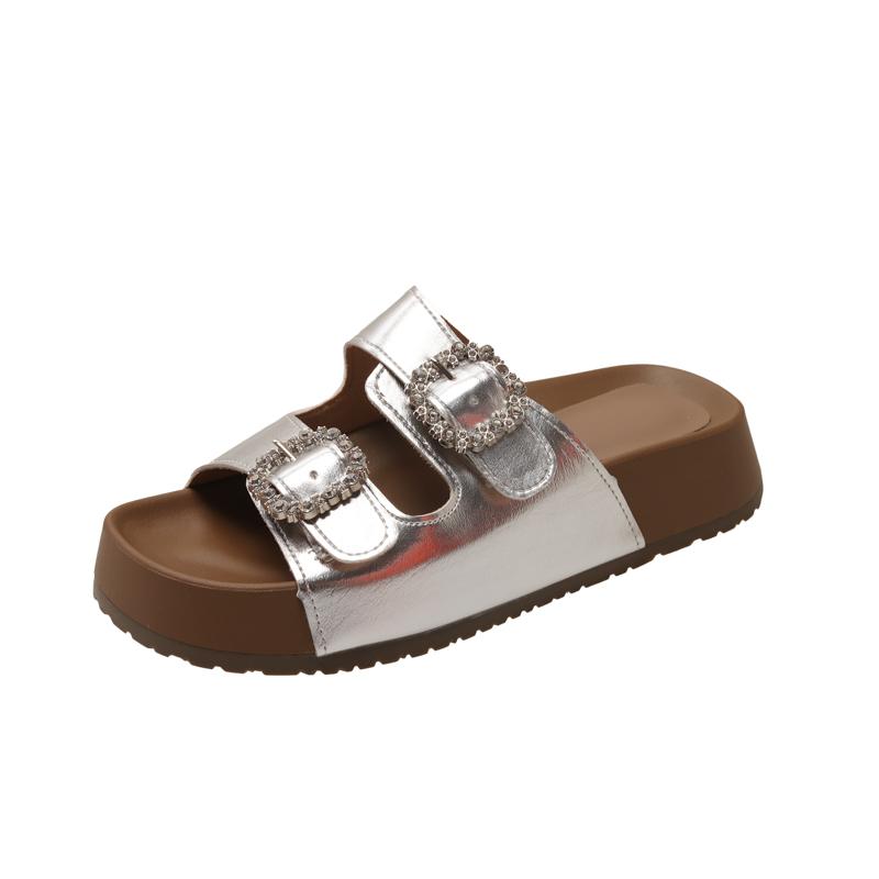 Fashion 2025 Crystal Women's Flats Slippers Fashion Platform Sandals New Summer Shoes Casual Beach Flip Flops Walking Shoes
