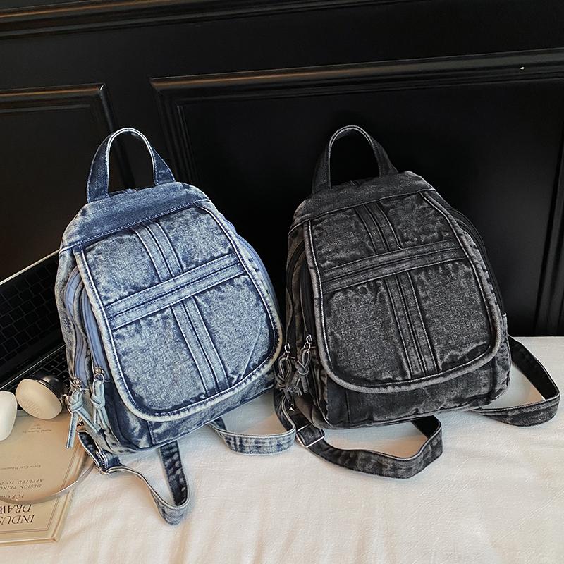 Vintage Denim Backpack Women's Chest Bag Travel Bag Multifunctional Shoulder Bag