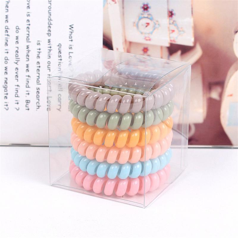 6Pcs/Set Fashion Matt Solid Telephone Wire Elastic Hair Band Frosted Spiral Cord Rubber Band Hair Tie Stretch Head Band Gum