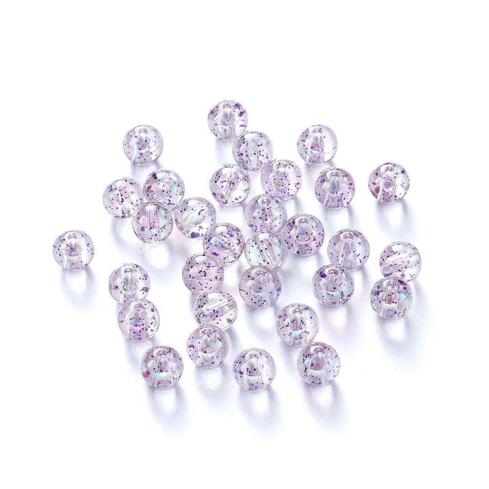 TX59 8 /10mm Acrylic Round Beads Transparent Straight Hole Spacer Beads Jewelry Making Diy Bracelet Necklace Handmade Material